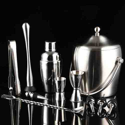 新品日式不锈钢调酒器套装 酒吧用具雪克壶摇酒杯鸡尾酒全套调酒