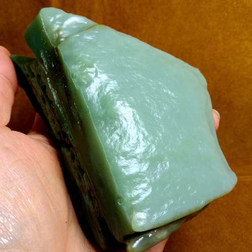 新疆和田玉山流水料原石鸭蛋青沙枣青粉青蓝调无结构牌子特细料