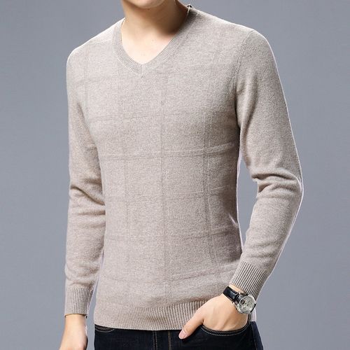 以··纯联名同款秋冬季男士新款鸡心领羊毛衫中青年男套头v领毛衣
