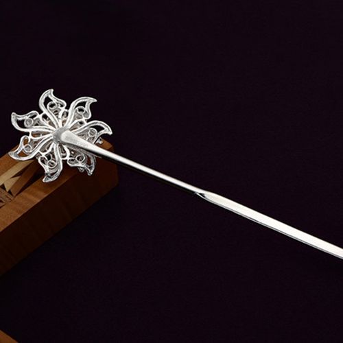 正品990银发簪银簪子盘e发头饰发饰头簪头钗发簪簪子发钗风花头钗