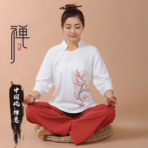 佛系女装冬季禅意拜佛衣服女去寺庙穿的衣服套装汉元素茶服两件套