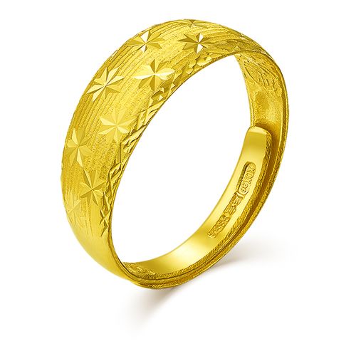 秋桑满天星足金9999黄金戒指车花纹活口圈足金结婚戒指金戒指女款抖音