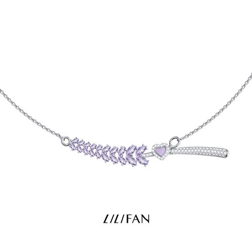 lilifan莉莉梵薰衣草镶钻珐琅项链女小众设计感2021年新款锁骨链