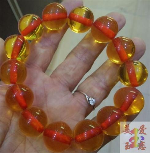 琥珀金珀手串蓝珀手链荧光老蜜蜡男女款佛珠