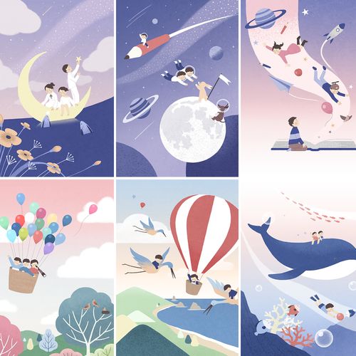儿童梦想宇航员宇宙手绘手机壳壁纸插图插画psd设计