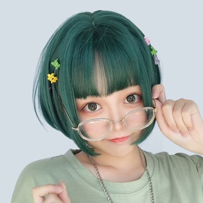 个性短发帅气ins可爱北极星绿色切女生红修脸隐形假公主自然发网