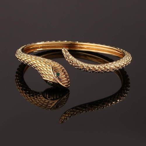 欧美嘻哈女式饰品铜镀真金夸张蛇形手镯时尚复古首饰时尚设计手环