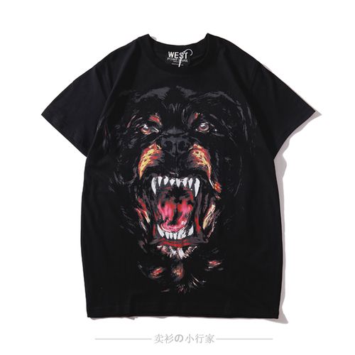 春夏装欧美潮牌恶犬狗头3d印花大码t恤男女情侣款宽松纯棉短袖tee