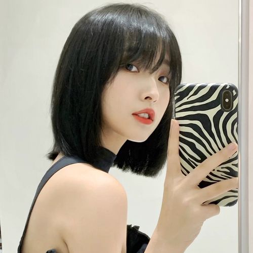 假发女短发网红锁骨发型圆脸齐刘海波波头仿真人发丝