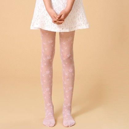 夏季薄款儿童女孩包芯丝连裤袜提花连体袜学生舞蹈丝袜中大童提花
