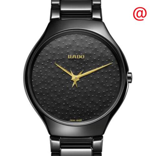 雷达rado石英表|true thinline quartz black dial unisex watch r