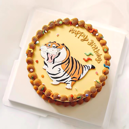 网红ins虎年摆件新年跨年小孩宝宝周岁老虎小虎生日蛋糕插牌插件