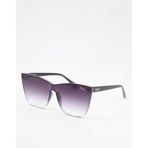 quay女款黑色太阳镜|come thru cat eye sunglasses in black fade