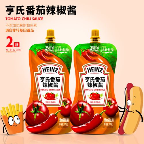 亨氏番茄辣椒酱泰式甜辣酱320gx2袋意面酱手抓饼薯条鸡肉卷炒年糕