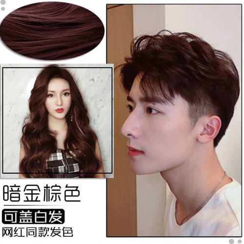 染发剂自己染男生网红潮色染发膏奶茶色亚麻色显白流行色植物 暗金