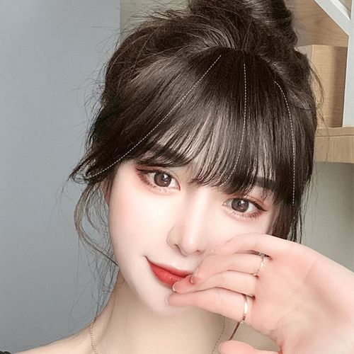唐妮 真发空气刘海假发女 圆脸一片式自然隐形无痕网红假发片rsm 仿真