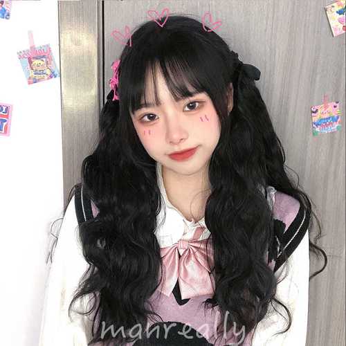 漫真假发女双马尾捆绑式lolita洛丽塔萝莉软妹jk可爱网红日系马尾