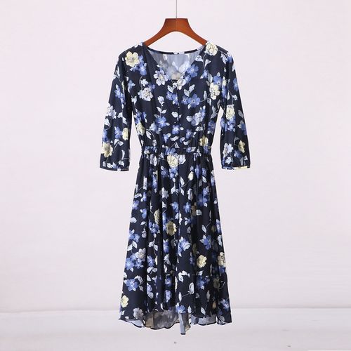 rd〗日系高端品牌折扣女装新款春季松紧腰雪纺长款连衣裙2l706