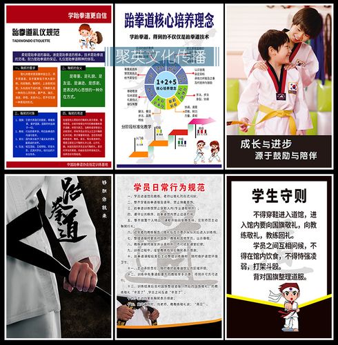 跆拳道腰带级别跆拳道核心培养理念礼仪规范学员日常行为规范海报