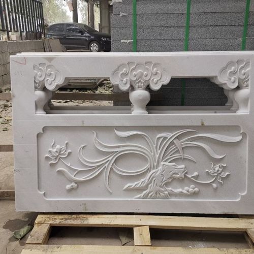 石雕栏板汉白玉河道栏杆梅兰竹菊石材栏杆花岗岩篮板旗台栏杆