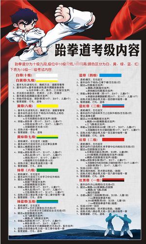 m769跆拳道考级内容知常识科普上墙贴纸挂图1354写真展板海报印制