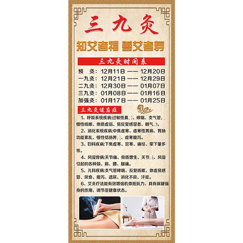 三九灸海报艾灸图养生馆装饰画冬c病夏治挂画广告宣传画三九贴展