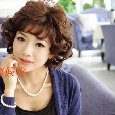 中年假发女式蛋卷头发型中老年人假发妈妈头蓬松妈妈大卷发短发女
