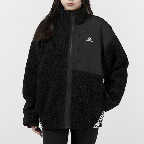 阿迪达斯外套女装2022夏季新款neo运动服加厚保暖防风上衣羊羔绒夹克