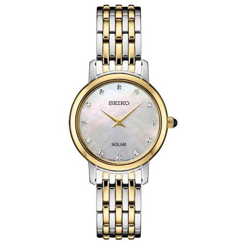 seiko/精工女手表太阳能钻石系列石英钢带防水礼物腕表sup398