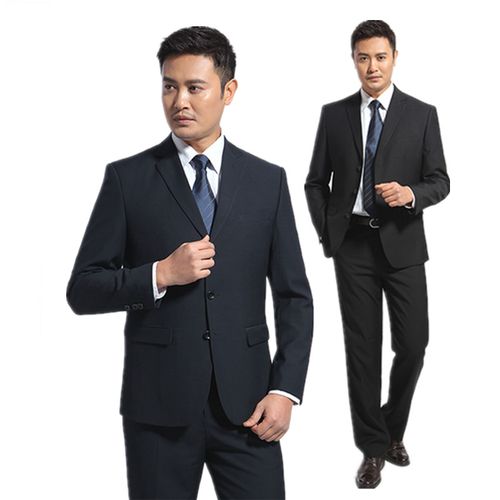 2021年男士宴会西服套装爸爸中年单排三扣西装商务大码休闲职业装