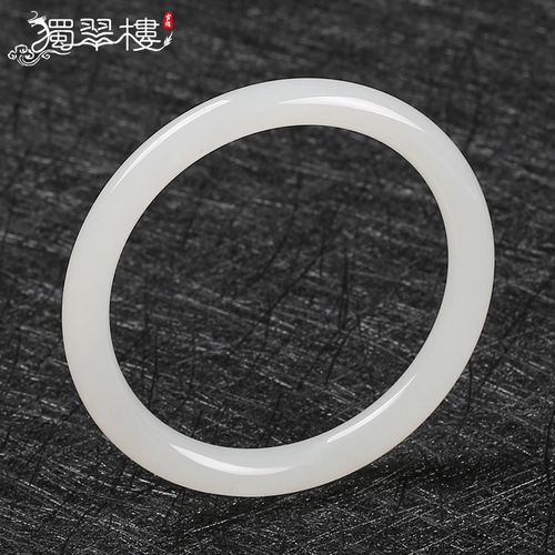 独翠楼新疆和田玉羊脂白玉细圆条手镯玉石玉器气质女玉镯子带证书