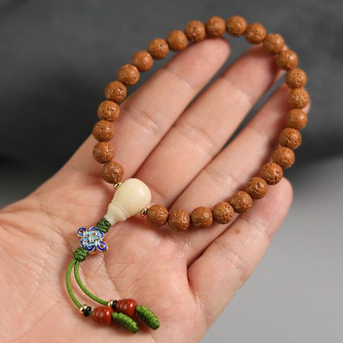 红皮无齿小金刚8mm小尺寸单圈手串五瓣金刚圆珠菩提子文玩 带配饰单圈