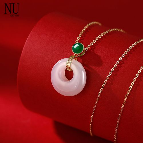 和田玉羊脂白玉公主扣平安扣吊坠挂件女925银项链 送女友老婆礼物