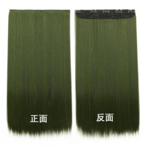 闷青色墨绿色蓝黑色假发片一片式无痕接发彩色挂耳挑染网红长直发