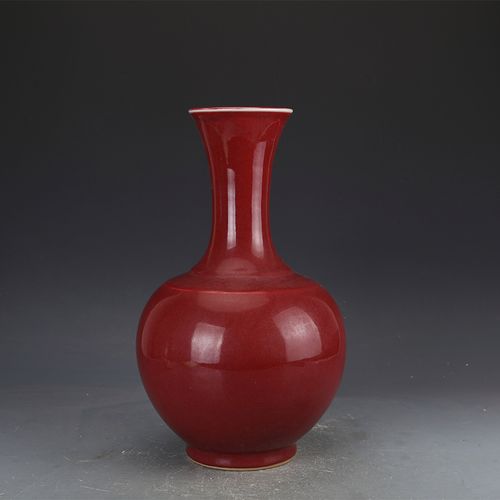 明宣德瓷器祭红釉赏瓶仿古瓷器古董古玩明清老瓷器旧货收藏真品