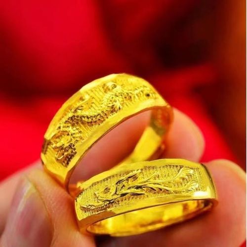 纯铜黄铜镀金情侣龙凤款戒指情侣戒指开口可调节戒指黄铜戒指包邮