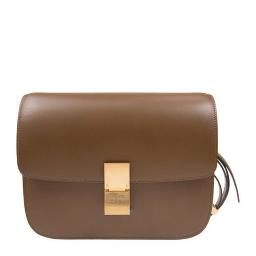 celine/赛琳 经典款女士纯色小牛皮扳扣翻盖开合豆腐包斜挎包单肩包