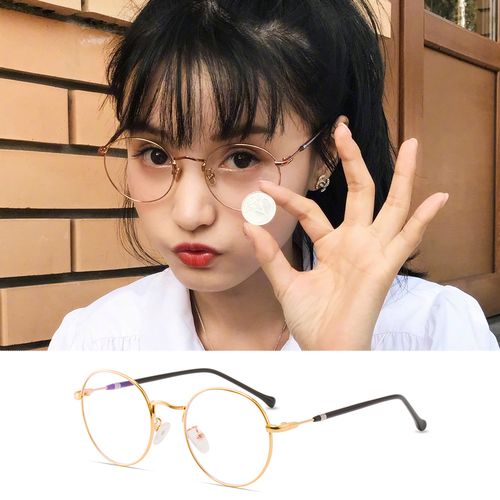 斯恩摩秀智同款眼镜女韩版潮复古圆框防蓝光辐射近视镜护眼可配度数平