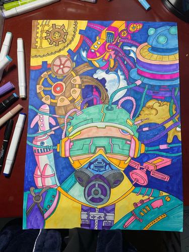 儿童画代画科幻纯手绘原创定制画图帮人代画画手抄报绘本绘画作品