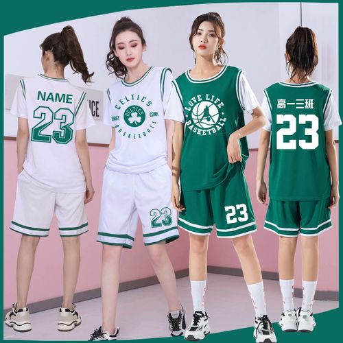 篮球服套装女夏宽松bf风潮流假两件ins学生球服女生短袖球衣定制