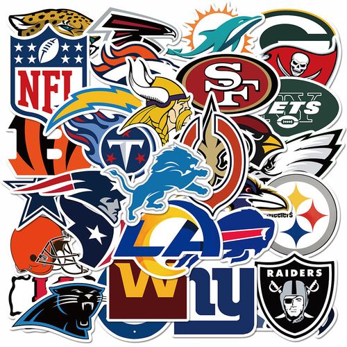 33张橄榄球队徽贴纸电脑行李箱头盔水杯吉他滑板diy装饰贴画防水