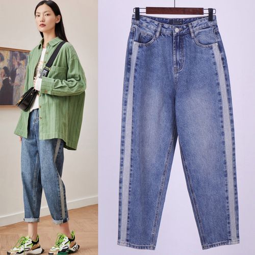 c系列品牌折扣女装2021冬新款学院风休闲百搭修身显瘦哈伦牛仔裤