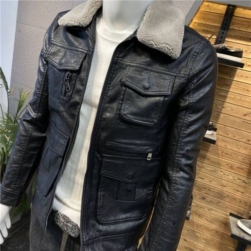 陈火火男装1810秋冬新款加绒皮衣外套