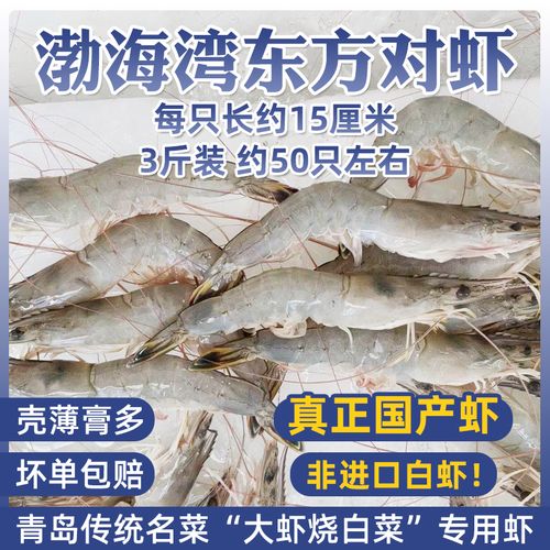 渤海对虾鲜活基围虾冷冻速冻海鲜大号东方虾特大新鲜超大冰冻青虾