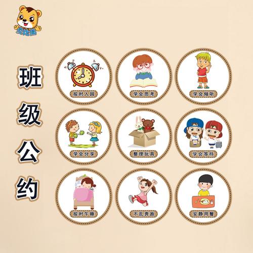幼儿园班级公约我们的约定田园风主题环创装饰按时入园好习惯养成