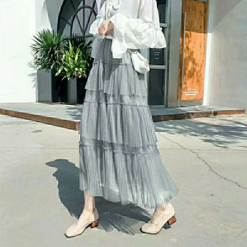 网纱裙女新款半身裙网纱裙层层蛋糕裙中长款仙女裙网红爆款裙