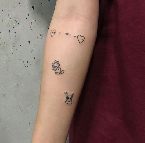 hge tattoo独家手绘 趣味线条组合 可爱卡通防水纹身贴 a159