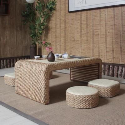 榻榻米茶几坚韧摆件阳台矮y茶桌饭店家具藤编飘窗桌吸湿室