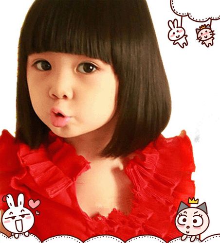 宝宝时尚儿童假发小孩子假头发短直发女孩短发长bobo