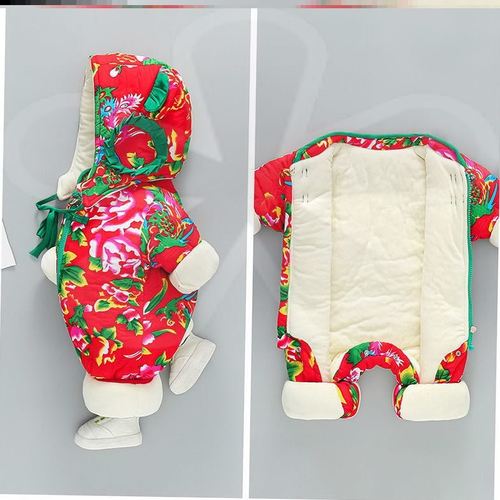 东北花棉袄儿童新生儿宝宝衣服婴儿冬季套装外出加厚网红抱衣花布
